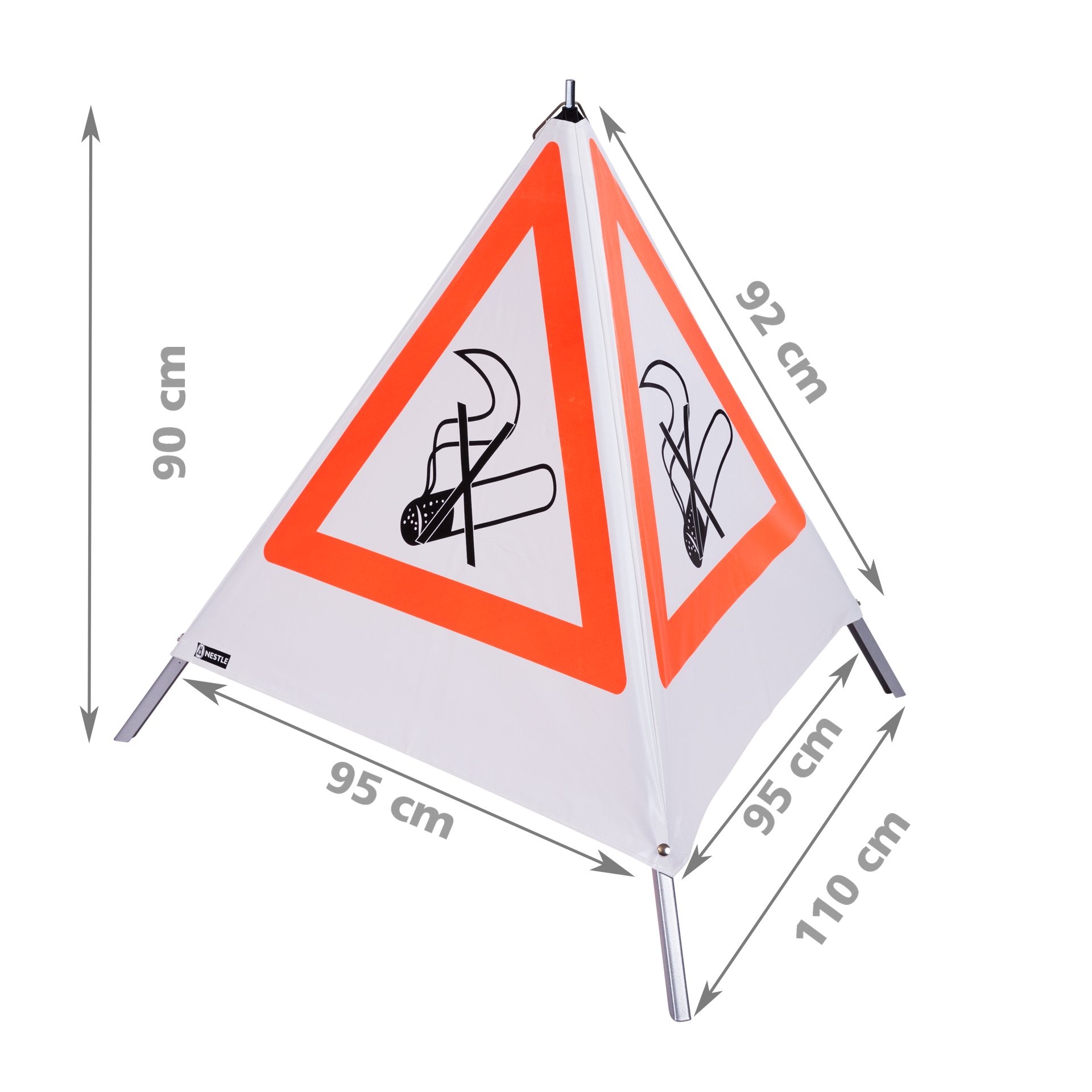 NESTLE Warnpyramide 90 cm, Rauchverbot (NZ01), weiß, mit Feder NESTLE Warnpyramide 90 cm, Rauchverbot (NZ01), weiß, mit Feder